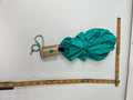 Vintage Teal Green Compact Folding Umbrella Gold Cylindrical Handle Retro Travel