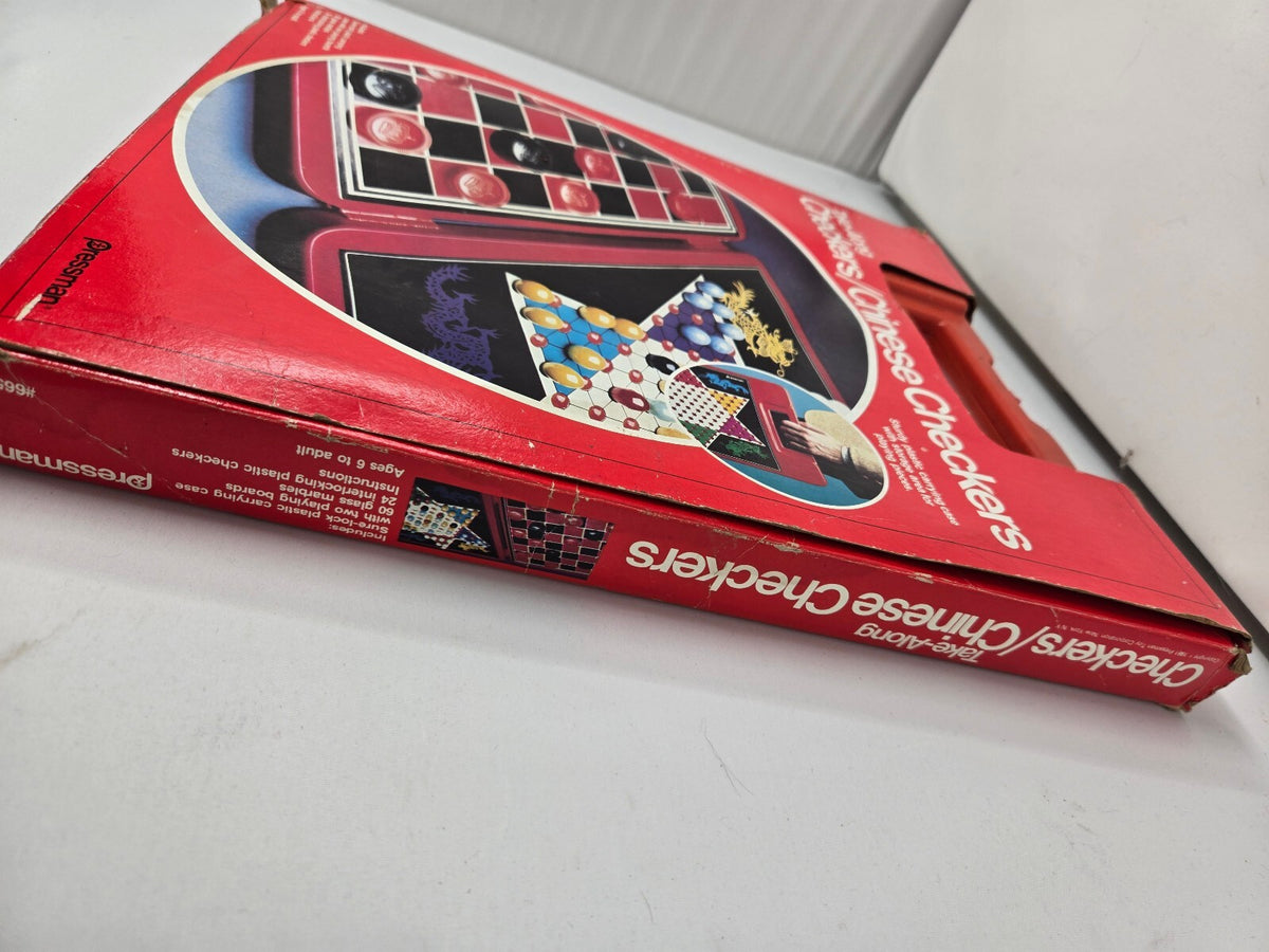 Vintage Pressman Take-Along Checkers & Chinese Checkers 2-in-1 Game Travel Red