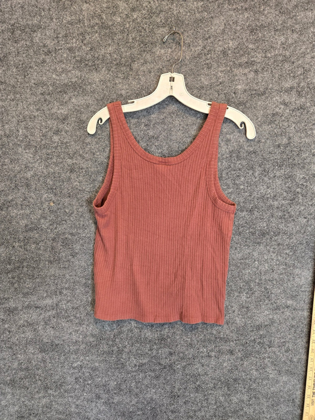 Rust Pink Ribbed Tank Top