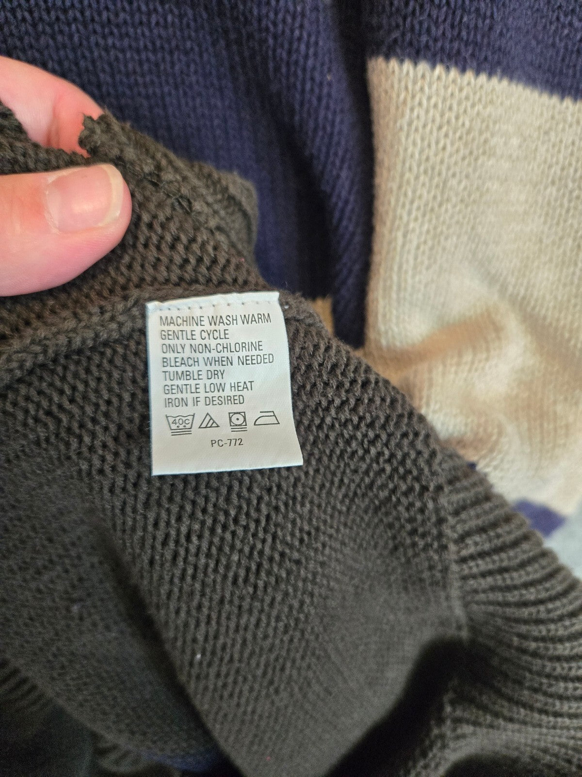 Vintage Izod Crest Logo Sweater Olive Green Navy Tan Block Stripe Grandpa 1990s