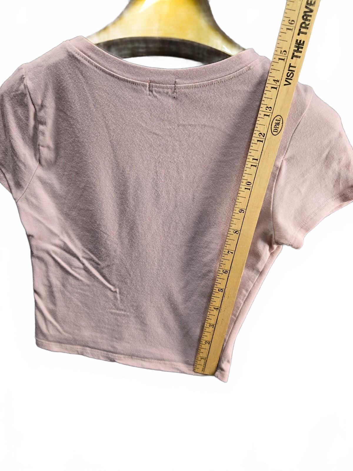 Tillys Dusty Pink Ribbed Cropped Tee - Soft Cotton Crop Top Size S