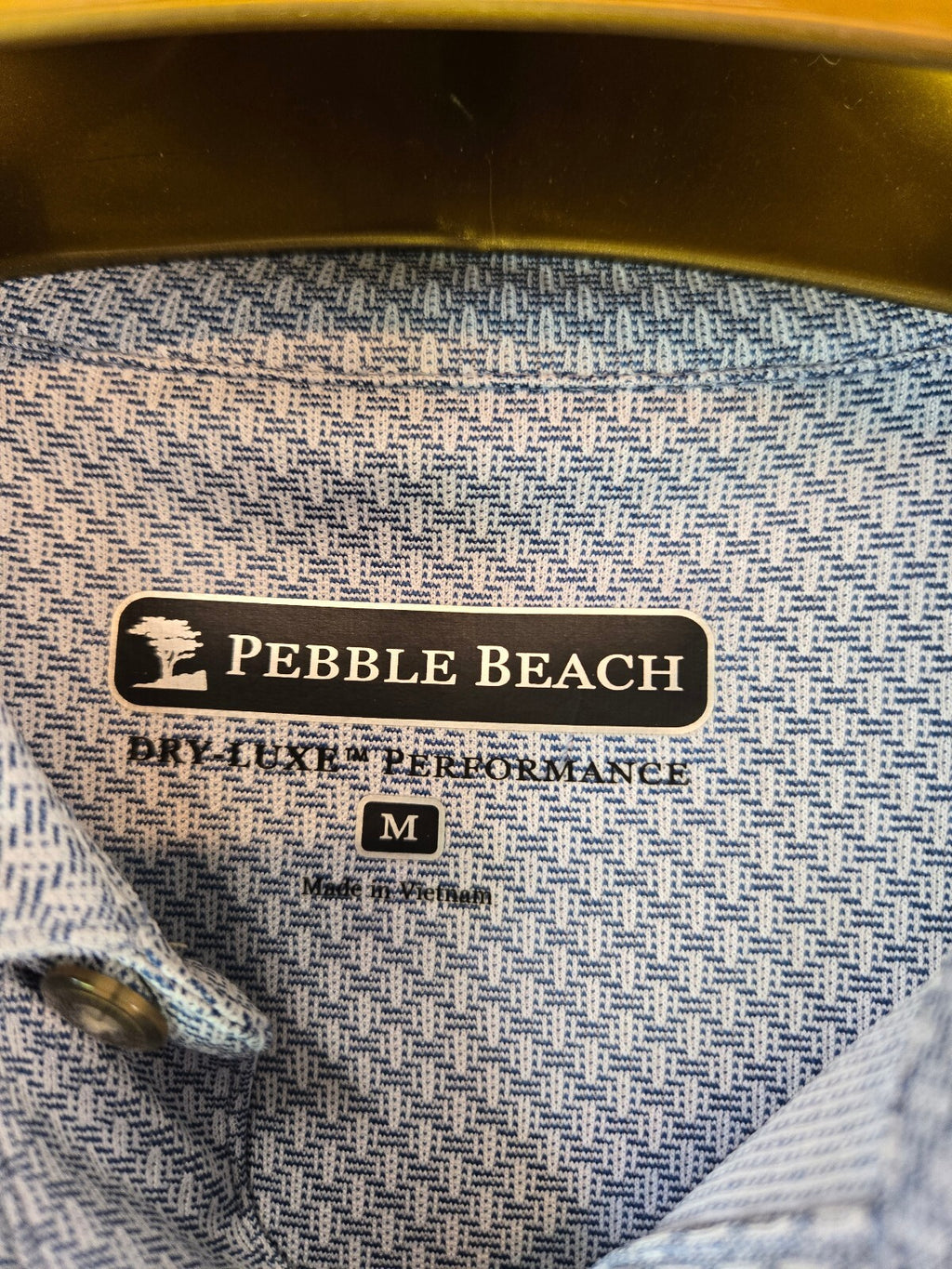 Pebble Beach Men’s Performance Golf Polo Shirt XL Gray Geometric Micro Print