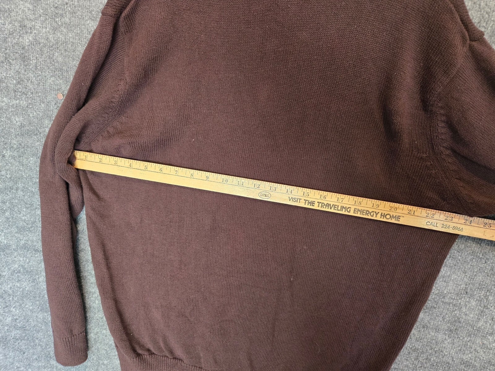 Haggar Mens Medium Brown Mock Neck Button Pullover Knit Sweater Regular Fit