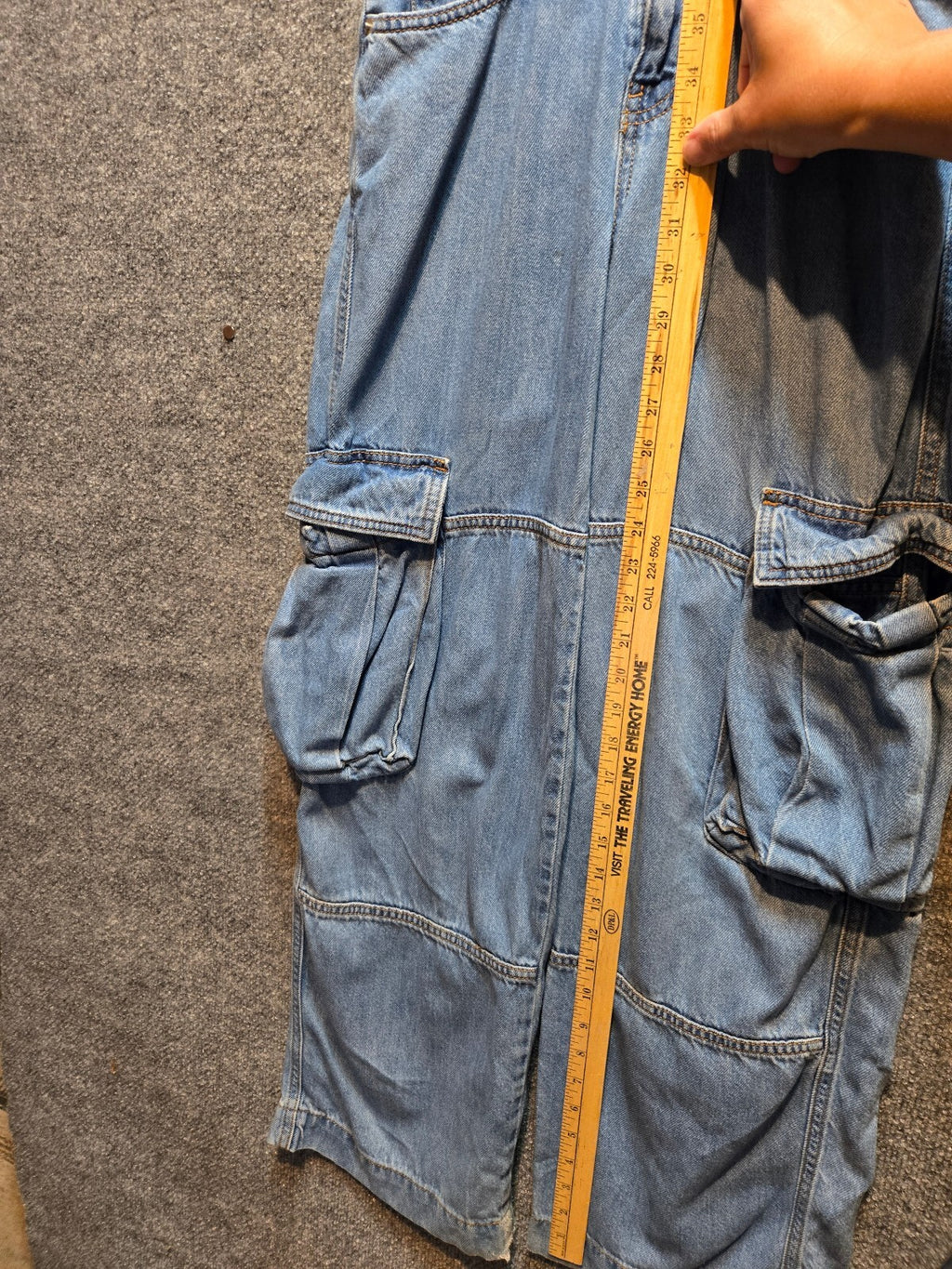 Wild Fable Mid Rise Baggy Cargo Jeans Medium Wash Multi Pocket Denim Size 00