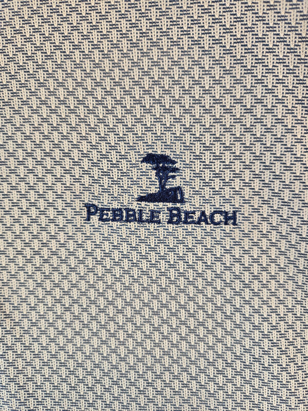 Pebble Beach Men’s Performance Golf Polo Shirt XL Gray Geometric Micro Print