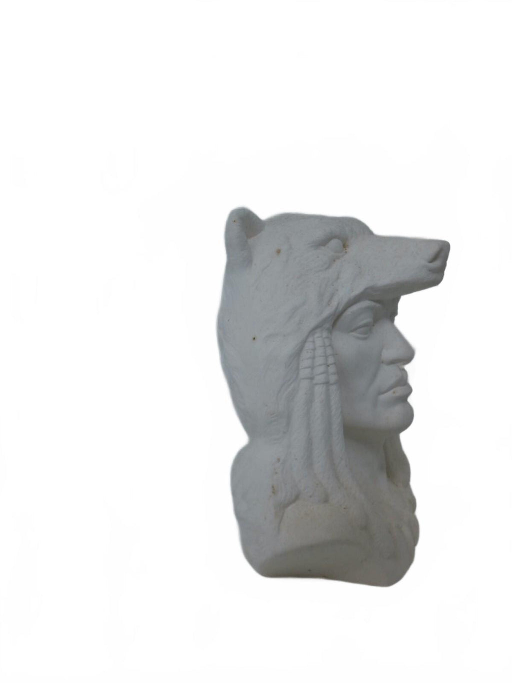 BISQUE Provincial Bear Warrior Bust 8" ,Ready 2 Paint Native American Brave Head