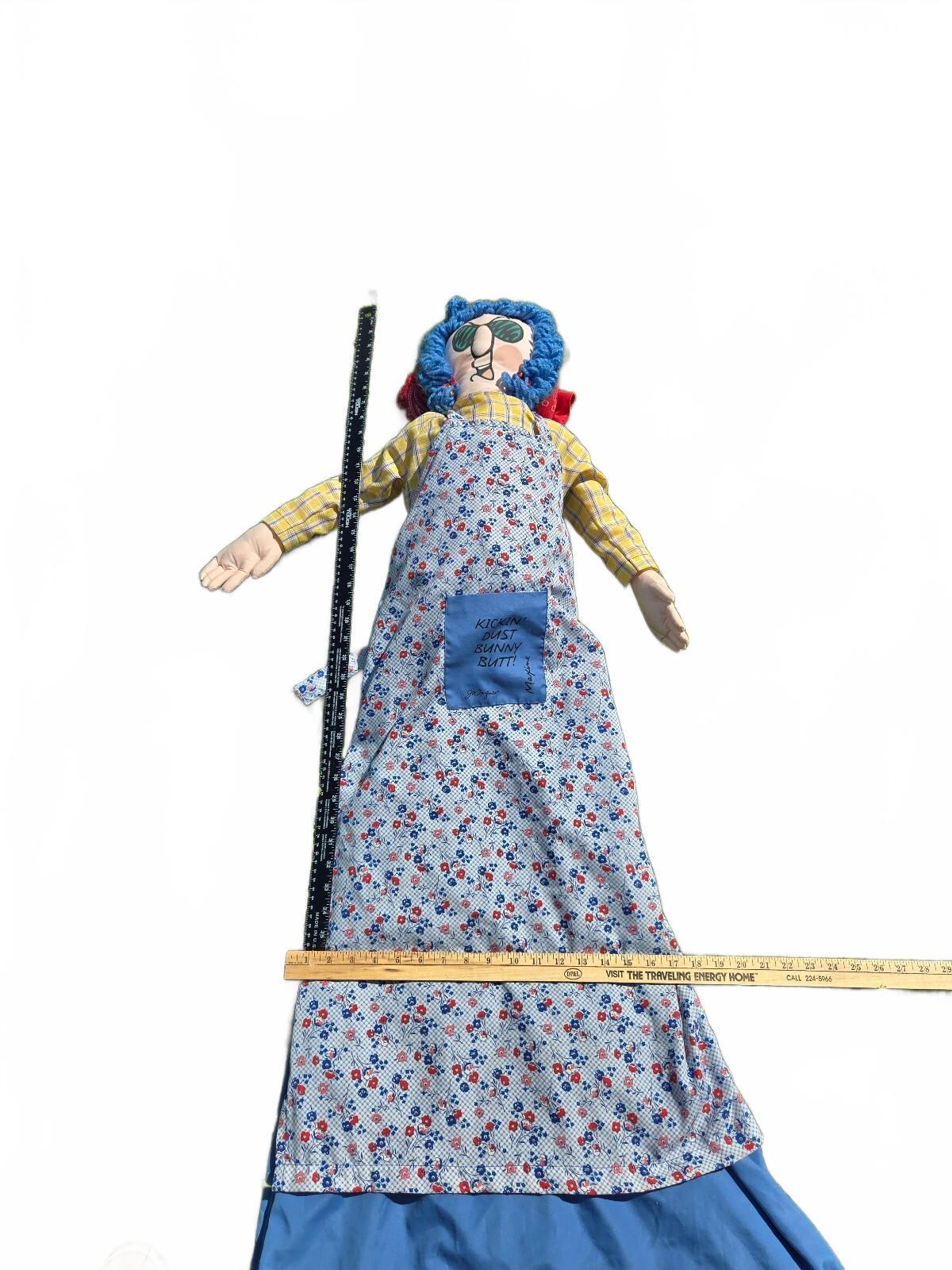 Vintage Handmade Kickin' Dust Bunny Butt Doll with Apron