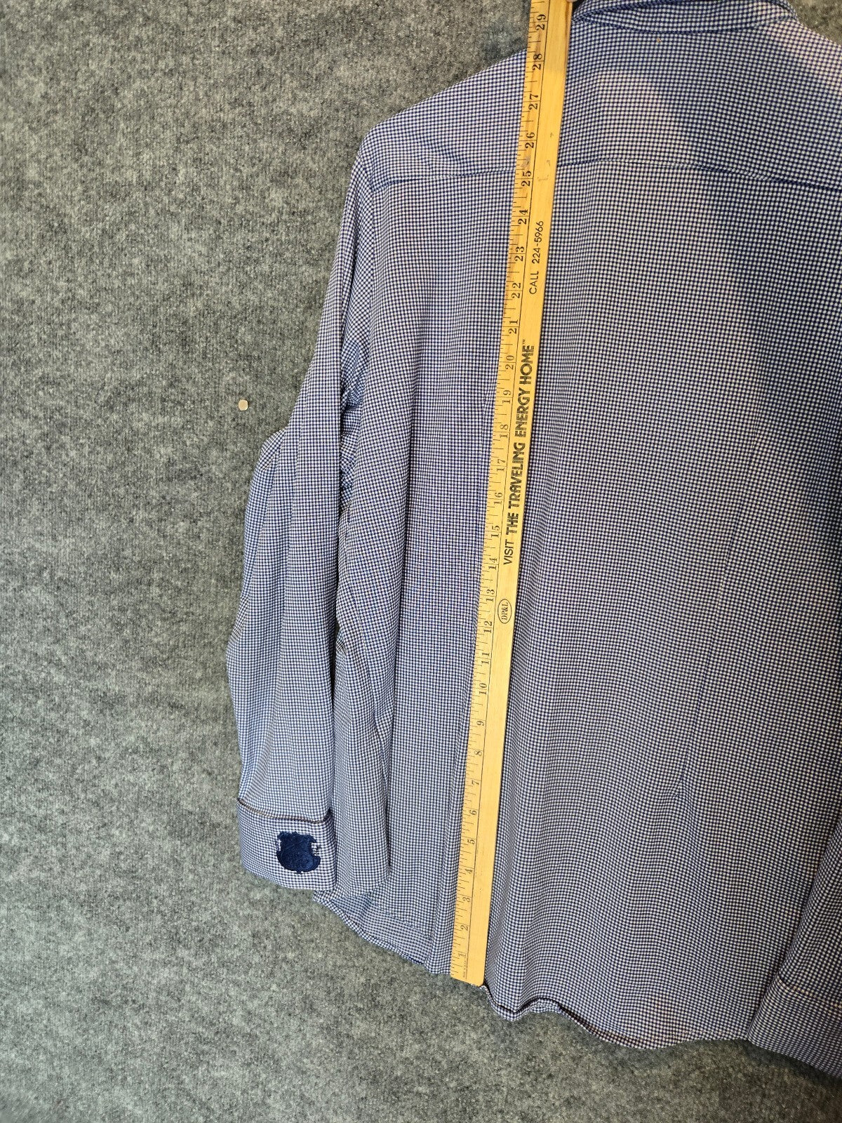 Mizzen + Main Leeward Mens Long Sleeve Performance Dress Shirt Navy Gingham LRG