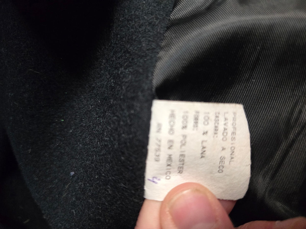 Classic Black Wool Peacoat Jacket with Double-Breasted Buttons