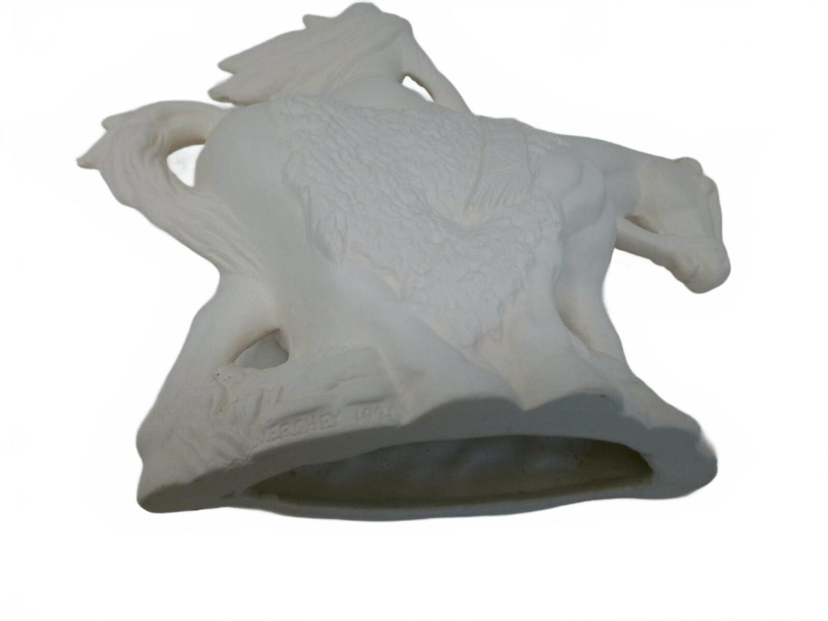 Vintage Hershey Mold 334 Native American Woman on Horse Ceramic Bisque unpainted