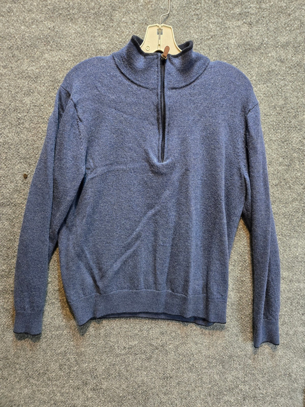 Kirkland Signature Men's Quarter Zip Mock Neck Pullover Sweater Heather Blue  MD