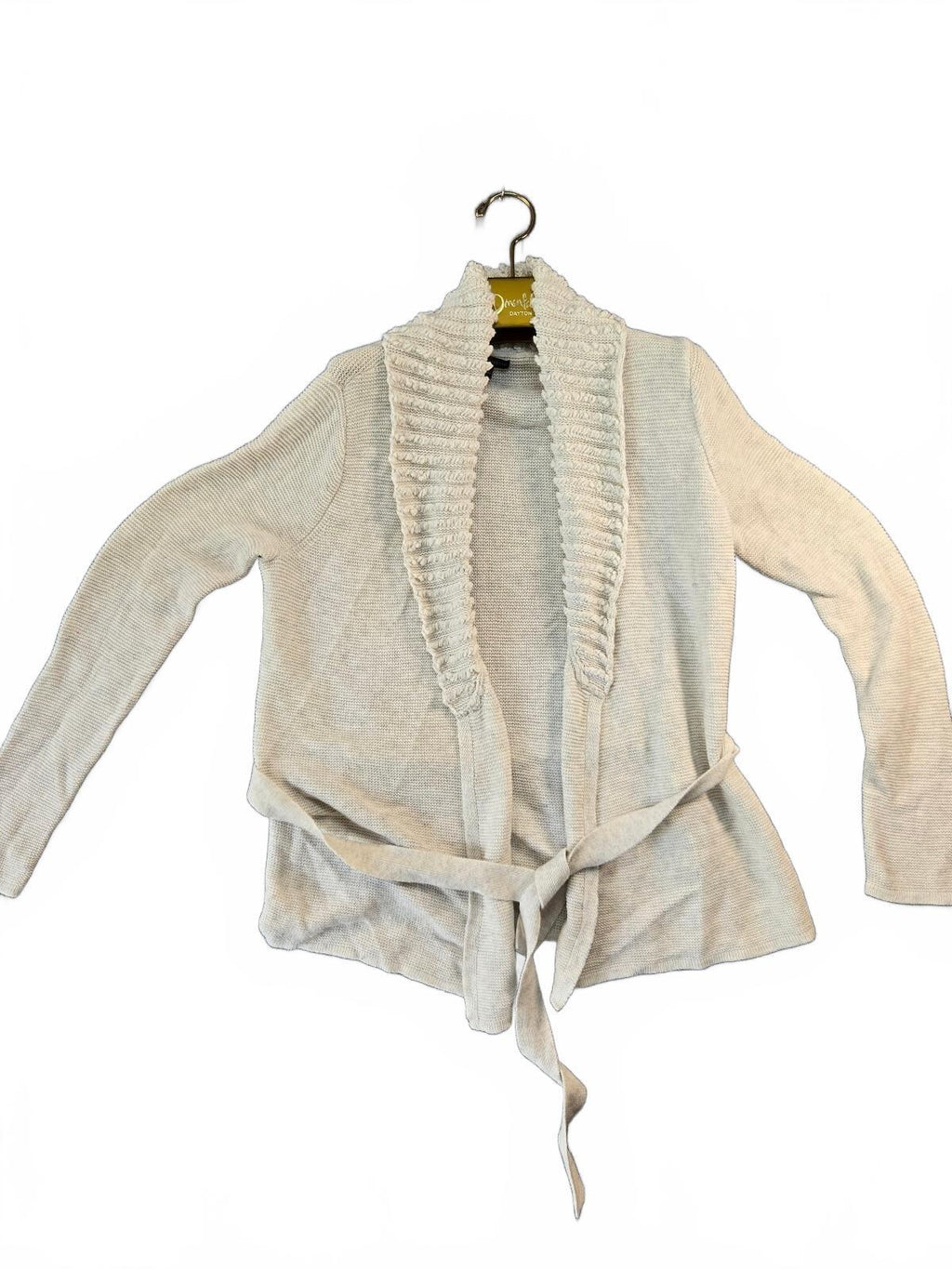 Armani Exchange Women's Cream Knit Cardigan with Shawl Collar and Belt - Size L
