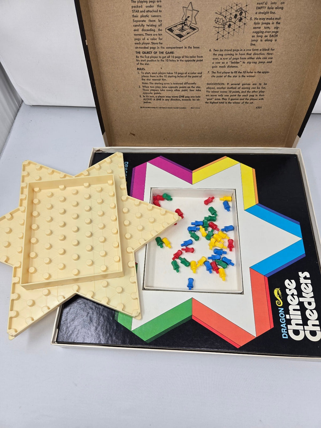 Vintage 1973 Milton Bradley Dragon Chinese Checkers Board Game Complete No. 4301