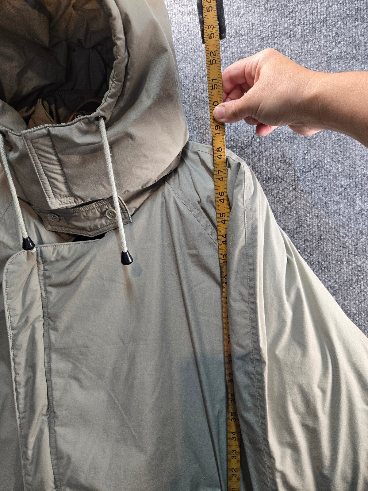 Long Beige Hooded Winter Coat with Belt Large