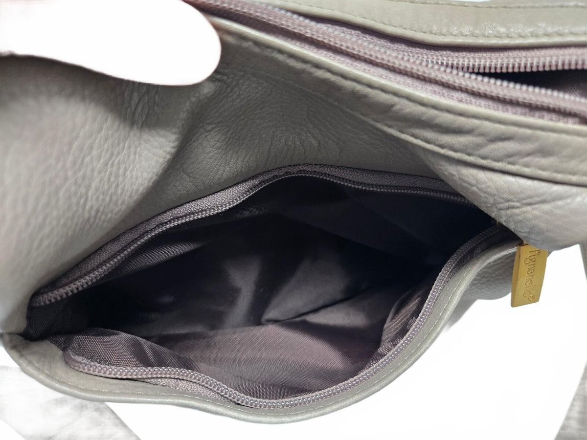 Vintage Tignanello Taupe Gray Slouchy Pebbled Leather Hobo Shoulder Bag