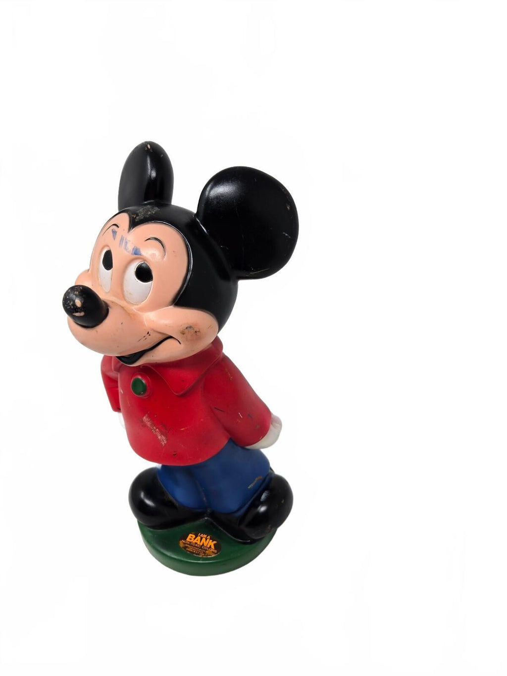 Vintage 1970s Mickey Mouse Plastic Coin Piggy Bank Play Pal Plastic Disney 11"
