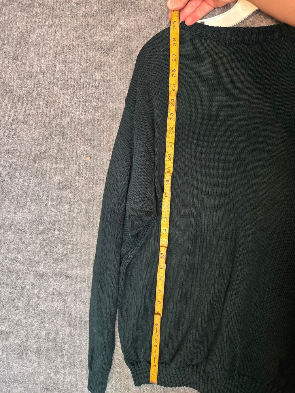 IZOD Hunter Green Cotton Cable Knit Diamond Pattern Crew Neck Sweater Size Med