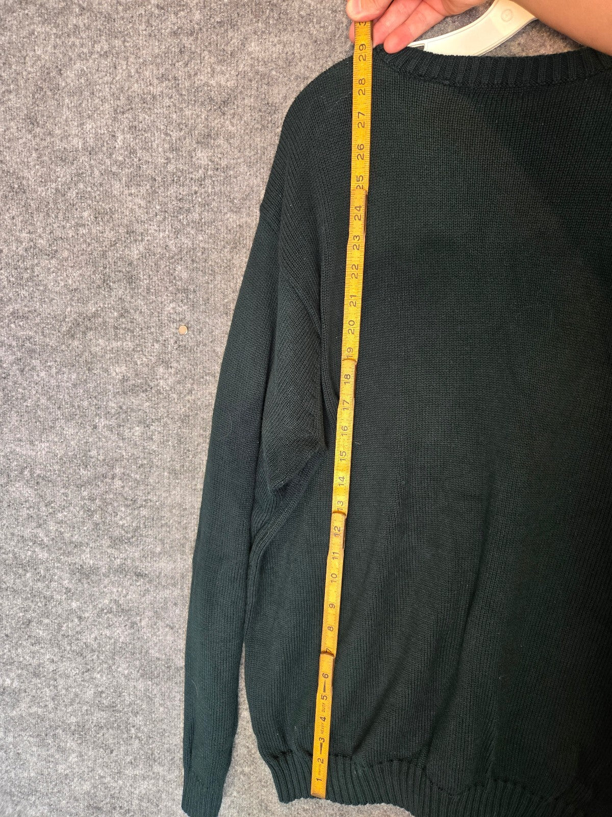 IZOD Hunter Green Cotton Cable Knit Diamond Pattern Crew Neck Sweater Size Med