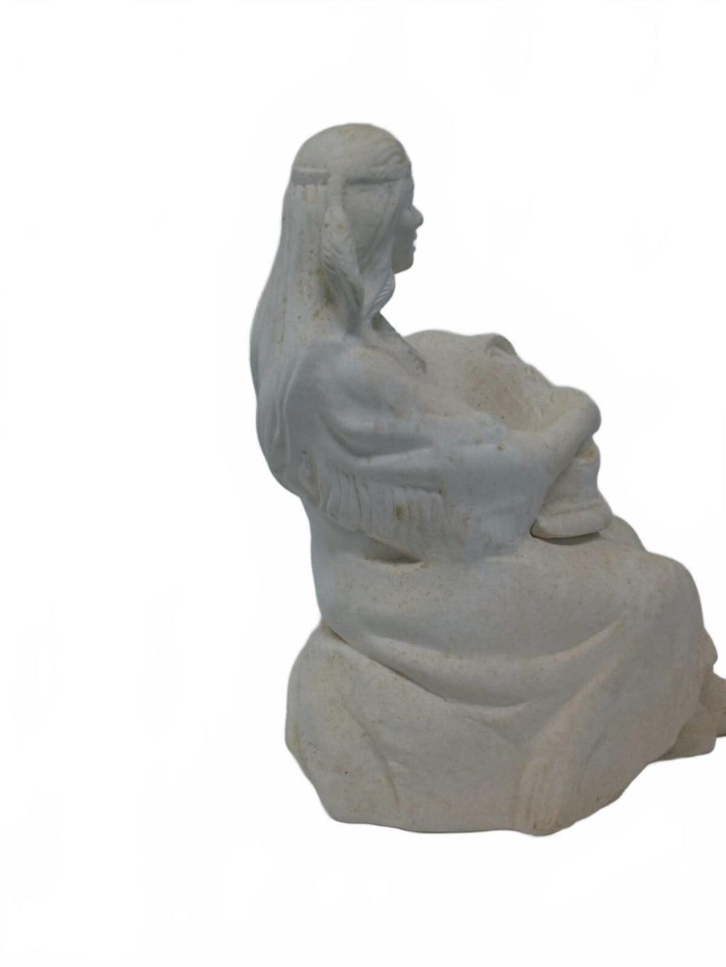 Vintage Atlantic Mold Native American Woman Bisque Figurine 10" Ready to Paint