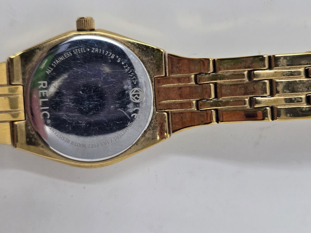 Relic by Fossil Queen's Court Gold-Tone Crystal Bezel Women's Watch with Date