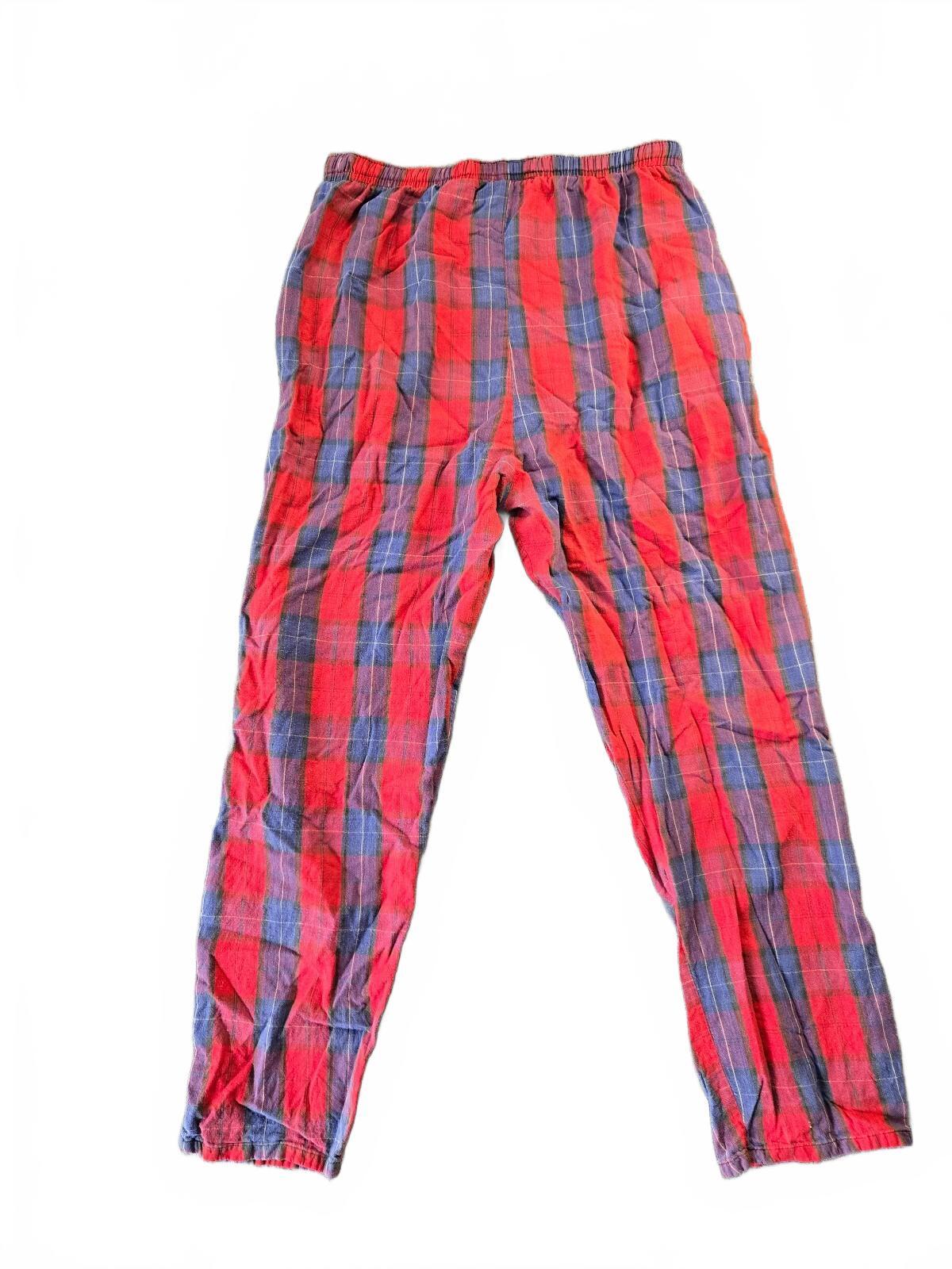 Red and Blue Plaid Lounge Pants with Drawstring Waist