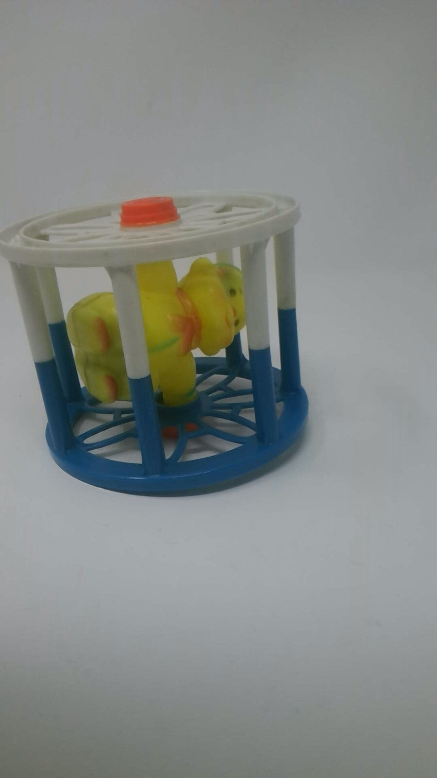 Vintage 1960s Plastic Rolling Wheel Toy Doll Rattle Made in Hong Kong