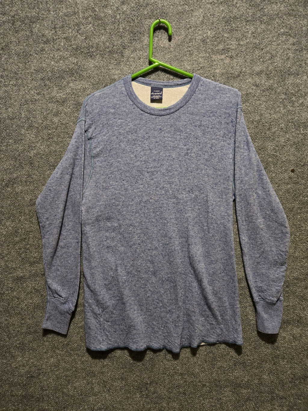 Vintage 90s Duofold Double Layer Thermal Shirt Mens XL Heather Blue Made In USA