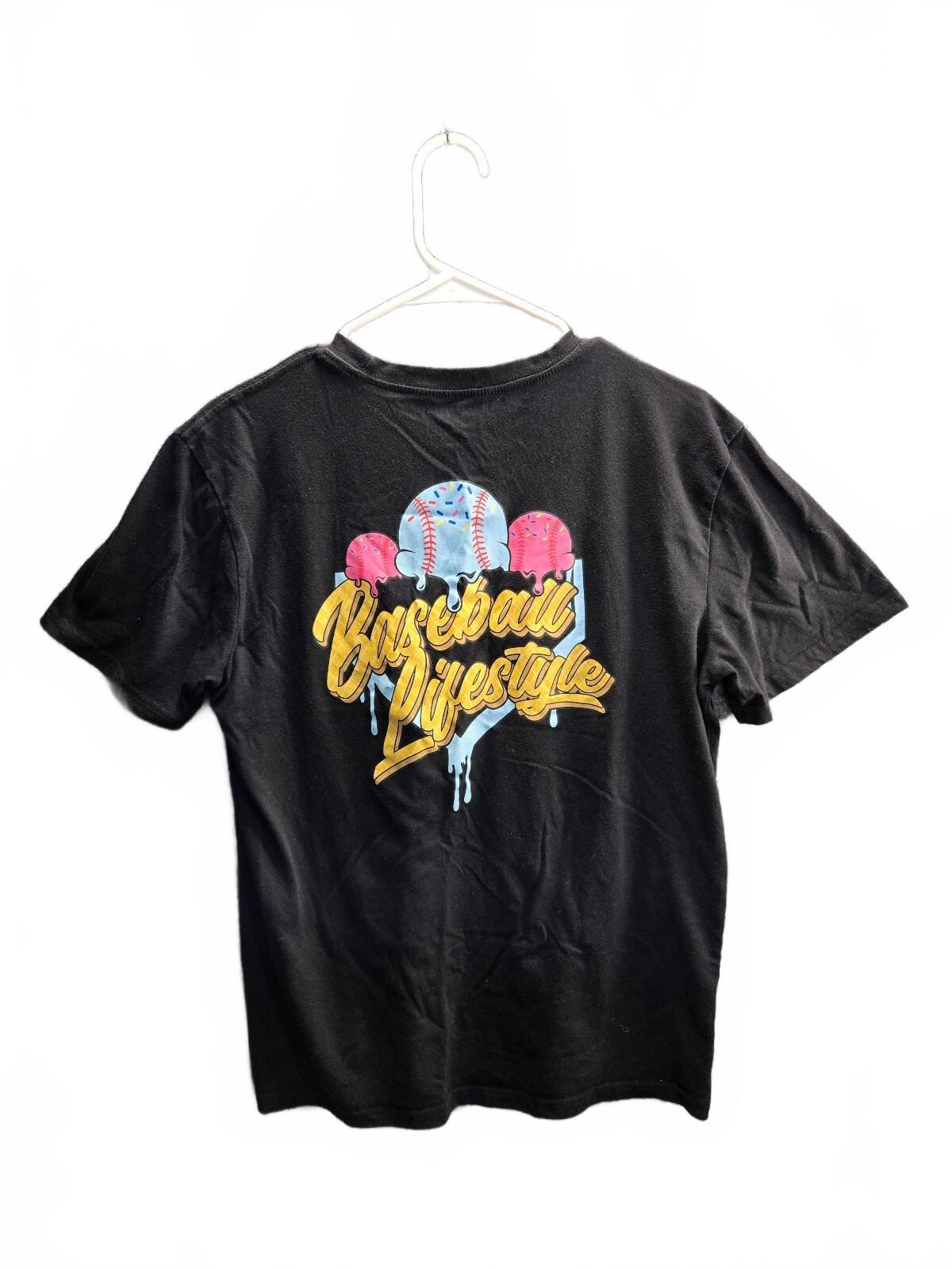 BSBL Lifestyle 101 Black Graphic Baseball Lifestyle T-Shirt Medium