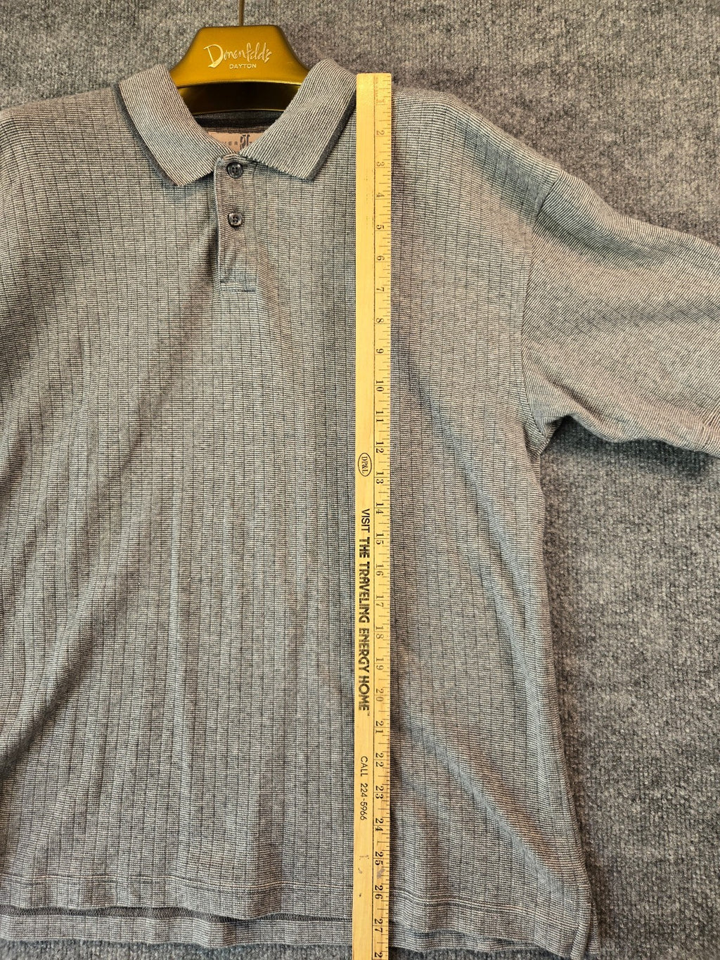 Vintage River Trader Knit Polo Shirt Mens Large L Gray Micro Stripe Cotton 80s