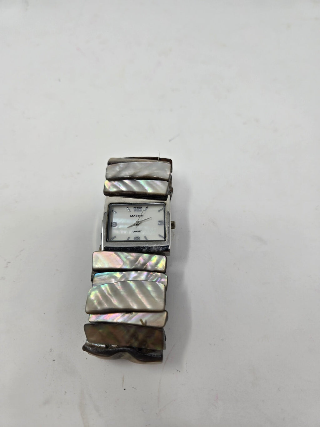 Vintage Massini Quartz Watch – Square Silver Case, White Dial,