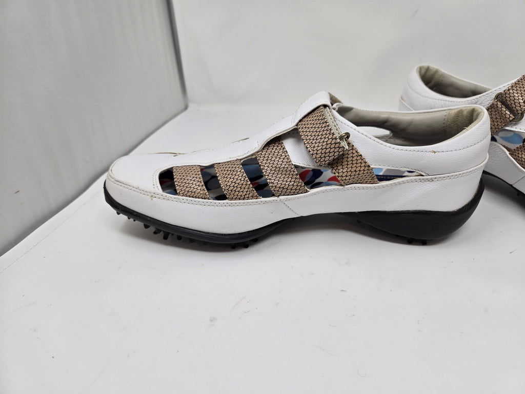 FootJoy LoPro Collection White and Tan Golf Shoes Size 8.5 M