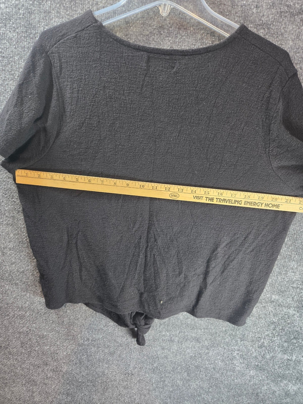 Eileen Fisher Black Cotton Short Sleeve Tie Front Top
