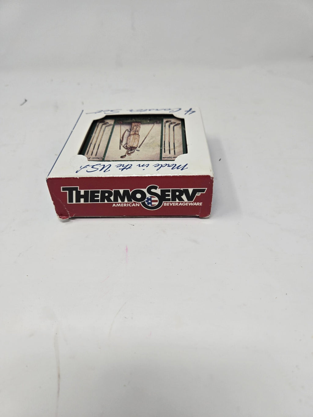 ThermoServ Classic Golf 4 Coaster Set with Cork Pad