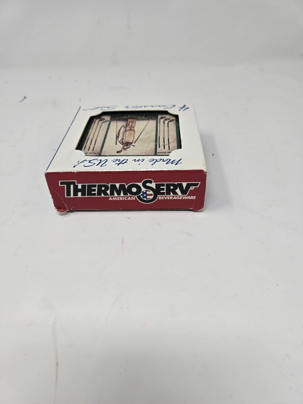 ThermoServ Classic Golf 4 Coaster Set with Cork Pad