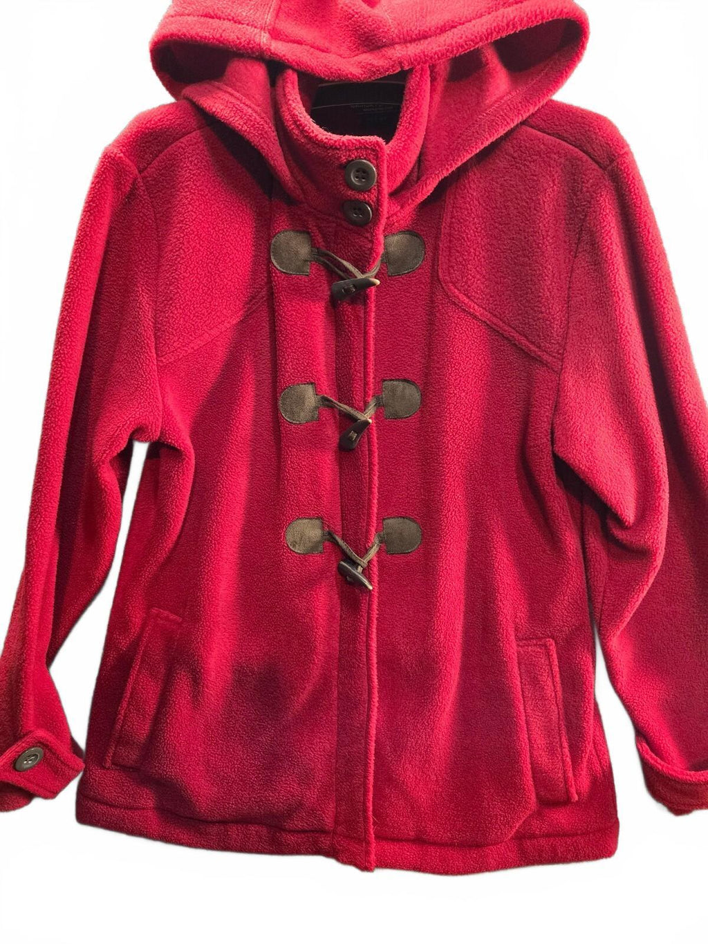 West Marine Anchor Peacoat 2 Red Fleece Toggle Hooded Jacket Size Large