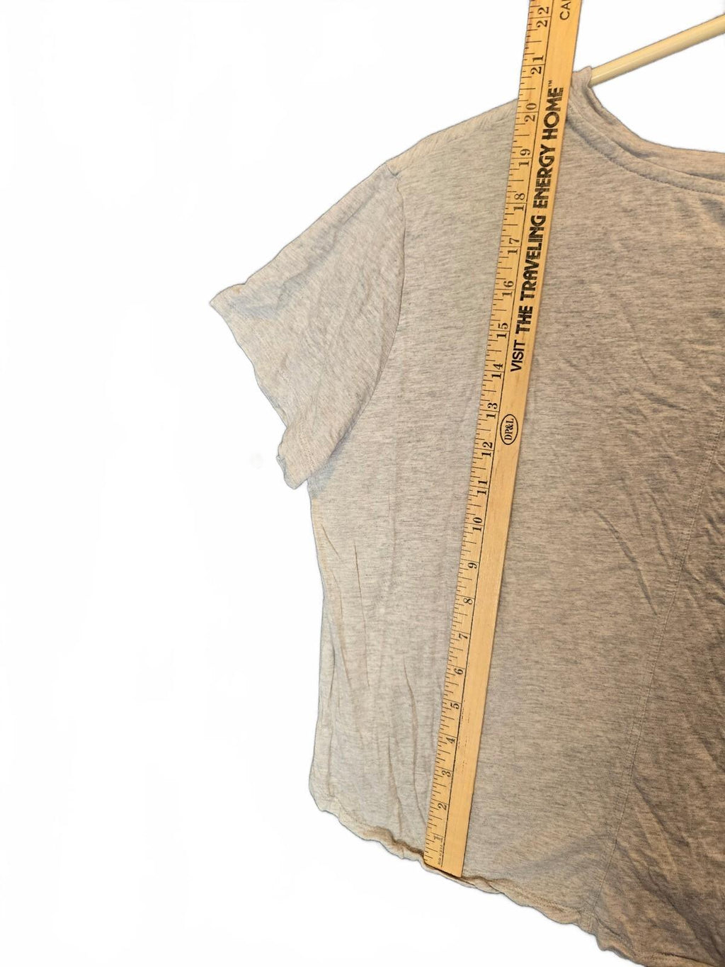 Light Gray Melange Raw Hem Cropped T-Shirt Size M Relaxed Fit Crewneck