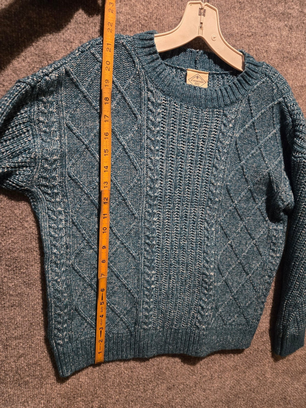 St. John's Bay Cable Knit Sweater Womens PS Petite Small Teal Blue Marled