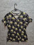 Disney Pixar Toy Story Alien Madness Mock Wrap Scrub Top Black Size Small