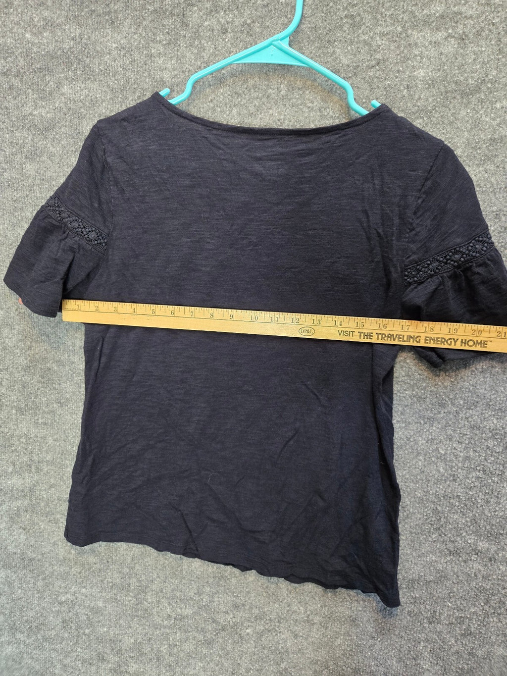 Talbots Women's Navy Blue Eyelet Lace Yoke Top MP