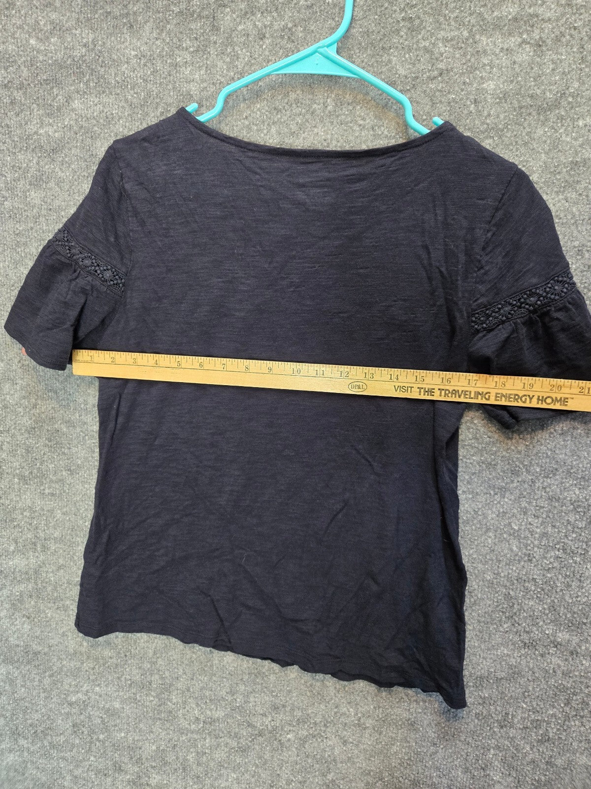 Talbots Women's Navy Blue Eyelet Lace Yoke Top MP