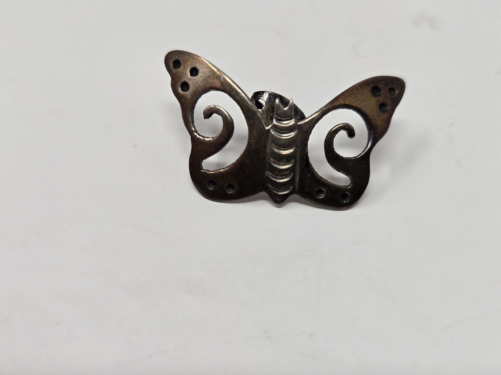 Vintage Stamped .925 Sterling Silver 1-Inch Openwork Filigree Butterfly Post