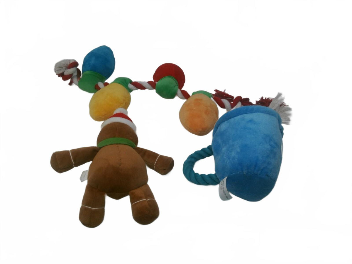 BarkBox Dog Toy Lot Of 3 Squeaker, Crinkle, Tug Rope