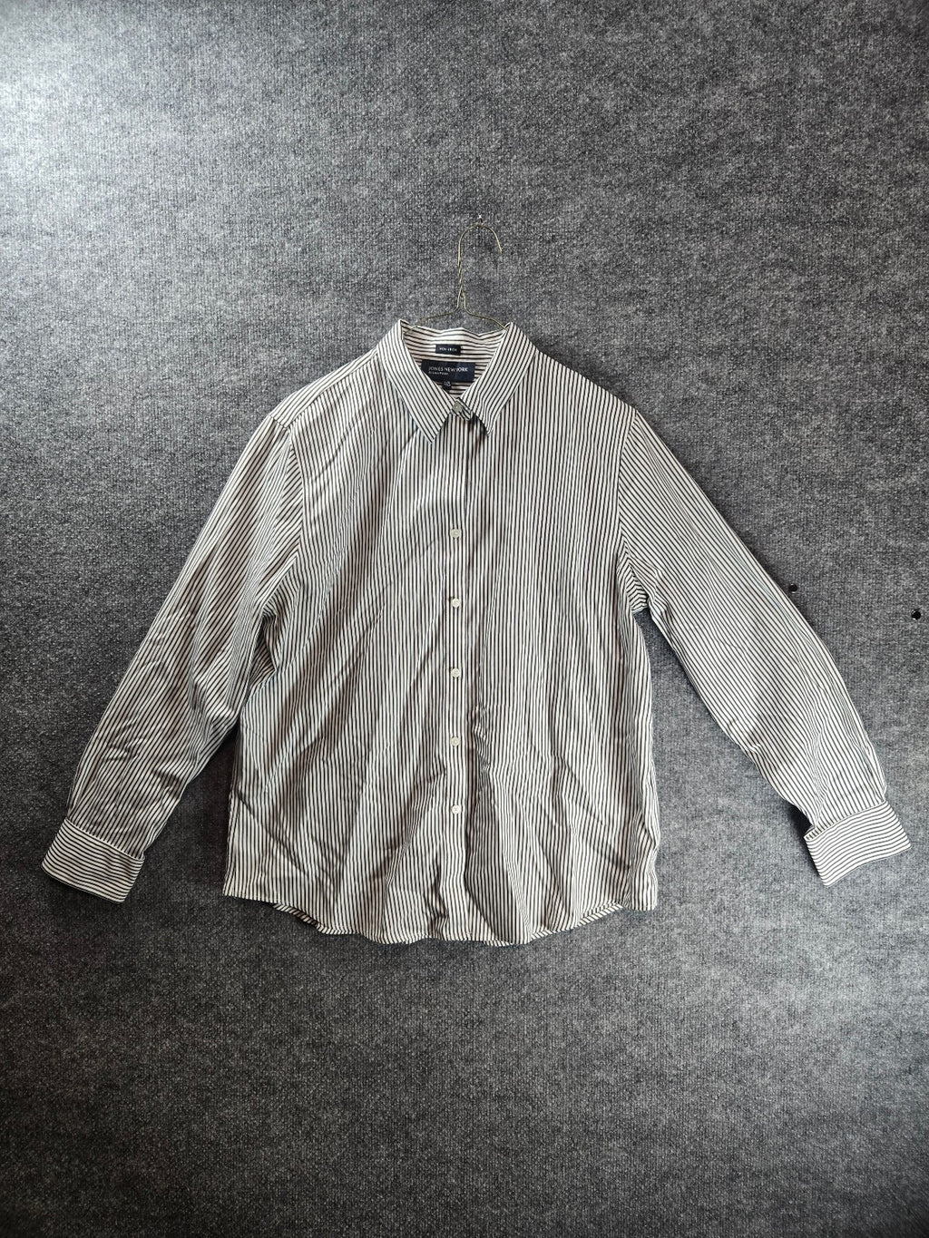 Jones New York Signature Non-Iron Striped Button-Up Shirt Large