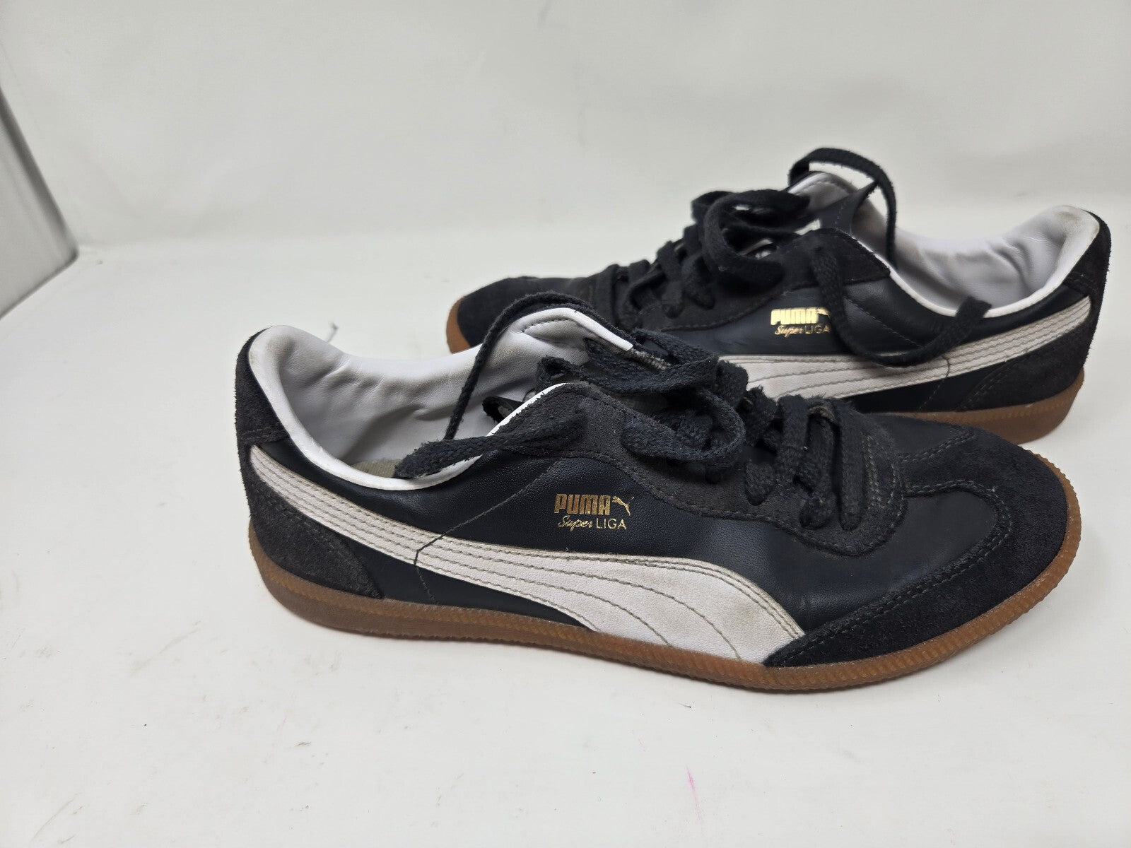 PUMA Super Liga OG Retro Black White Men's Size 8 Sneakers 356999-09 Excellent