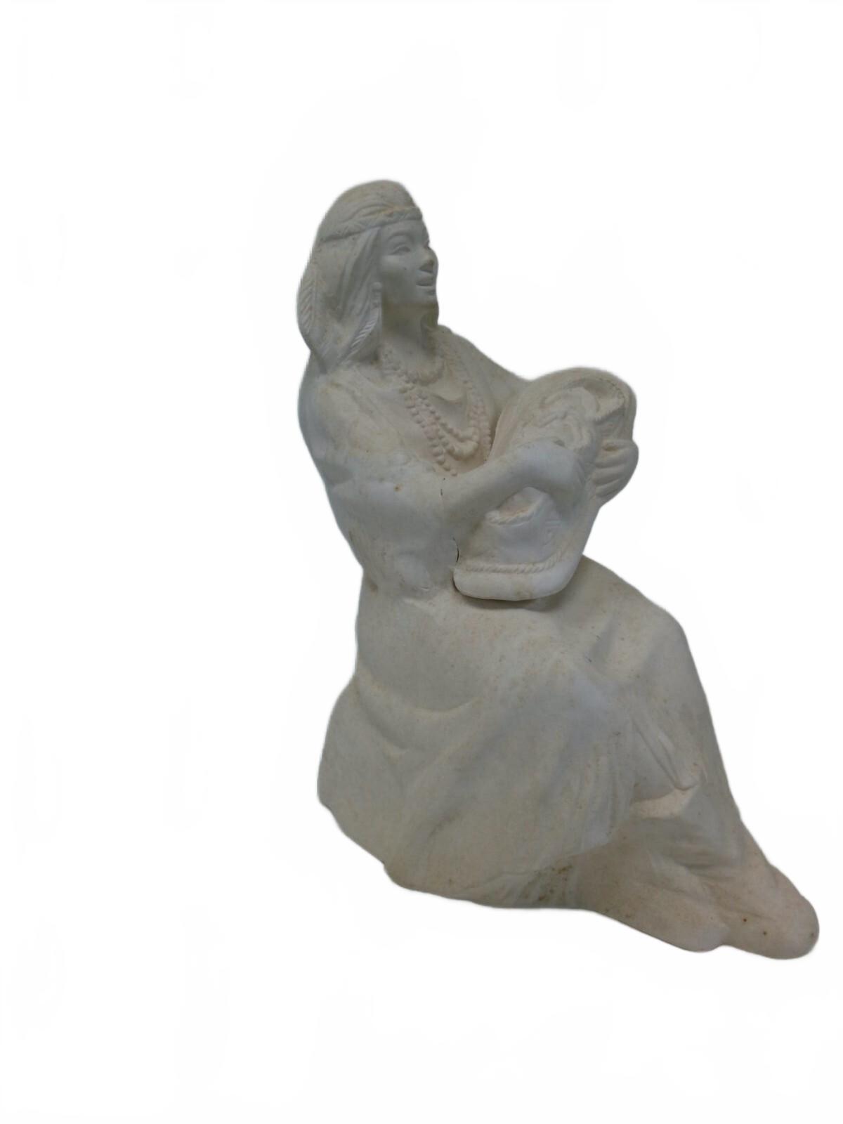 Vintage Atlantic Mold Native American Woman Bisque Figurine 10" Ready to Paint