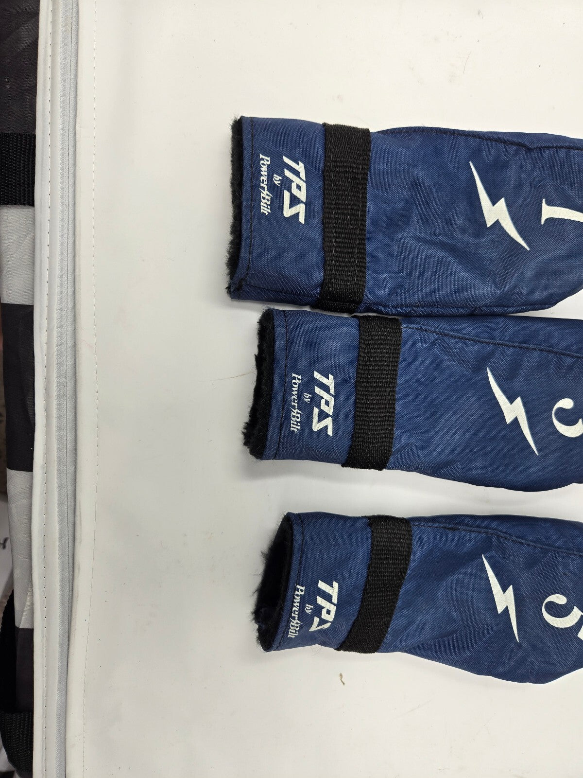 Vintage TPS by PowerBilt Golf Headcovers Lot 1 3 5 Navy Blue Nylon Wood Covers