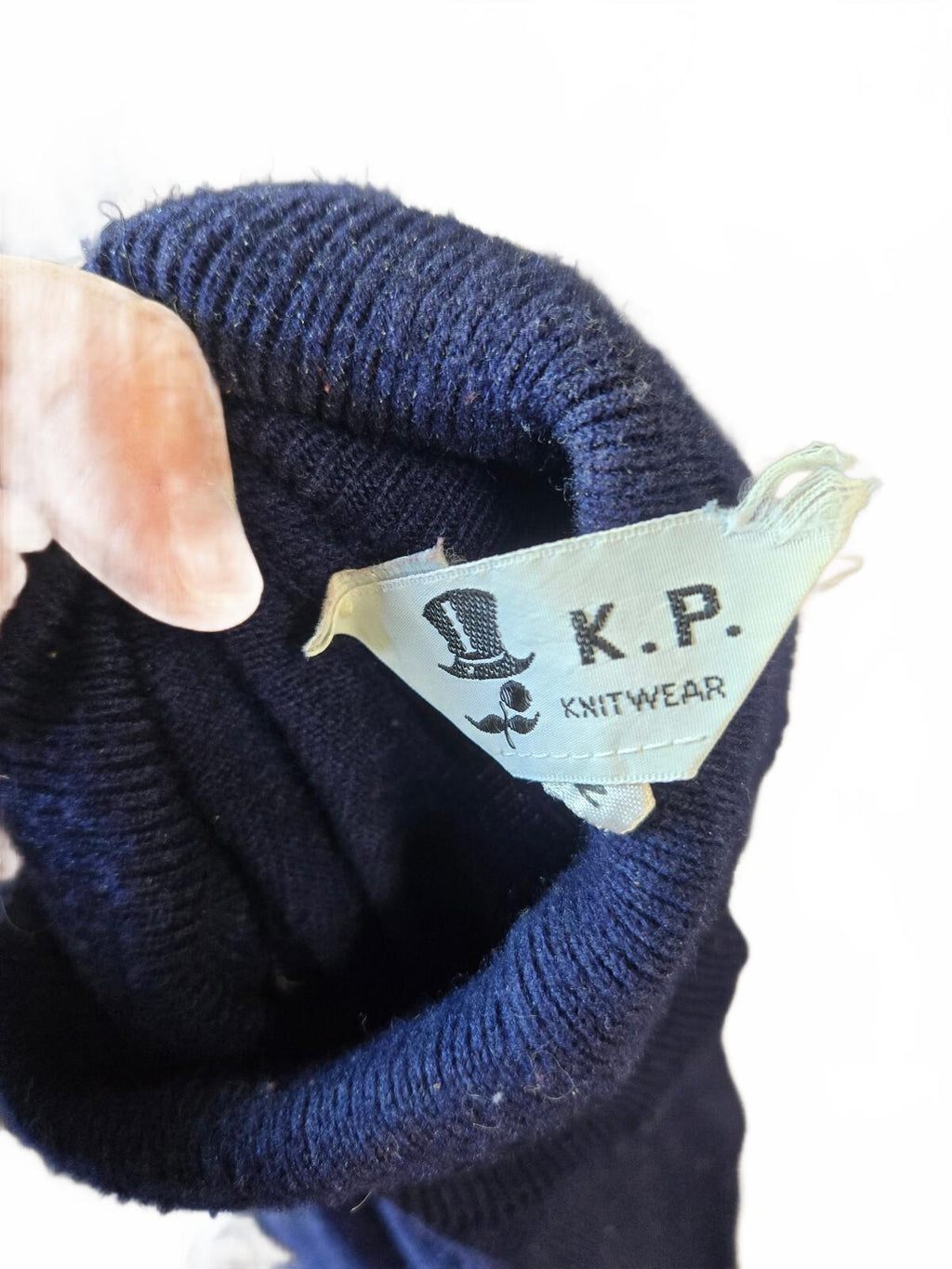 Men's Navy Blue Turtleneck Sweater Medium K.P. Knitwear