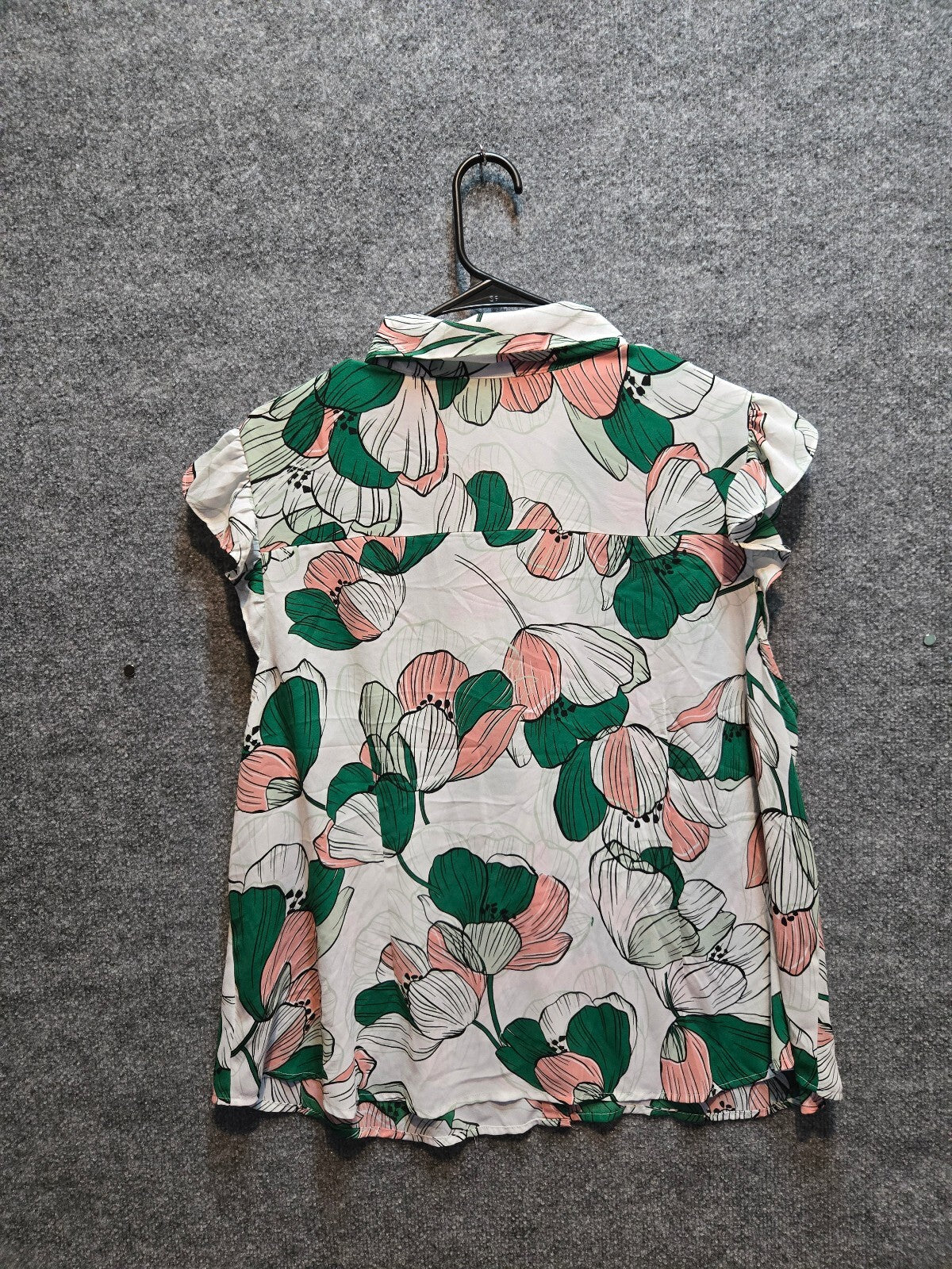 Liz Claiborne Floral Ruffle Button Down Blouse Top Pink Green Plus Size 1X