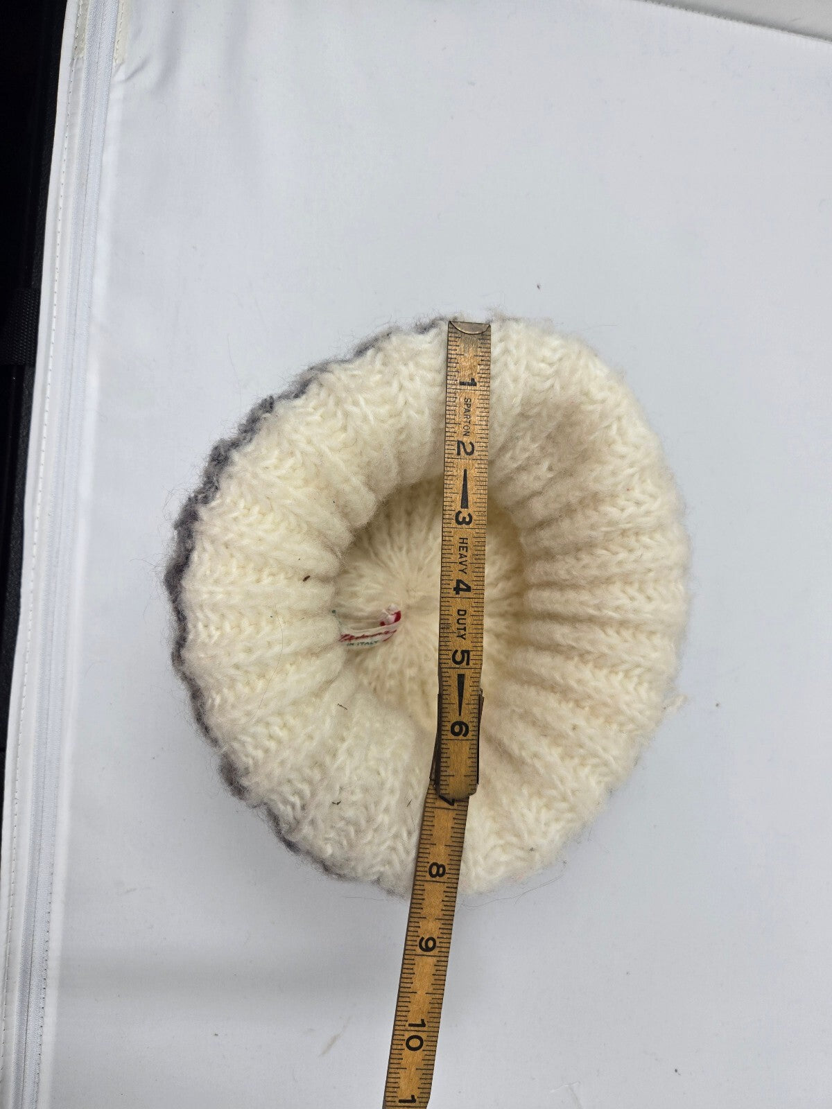 Vintage Betmar Made In Italy Cream Chunky Knit Bucket Hat Cuffed Cloche OSFM