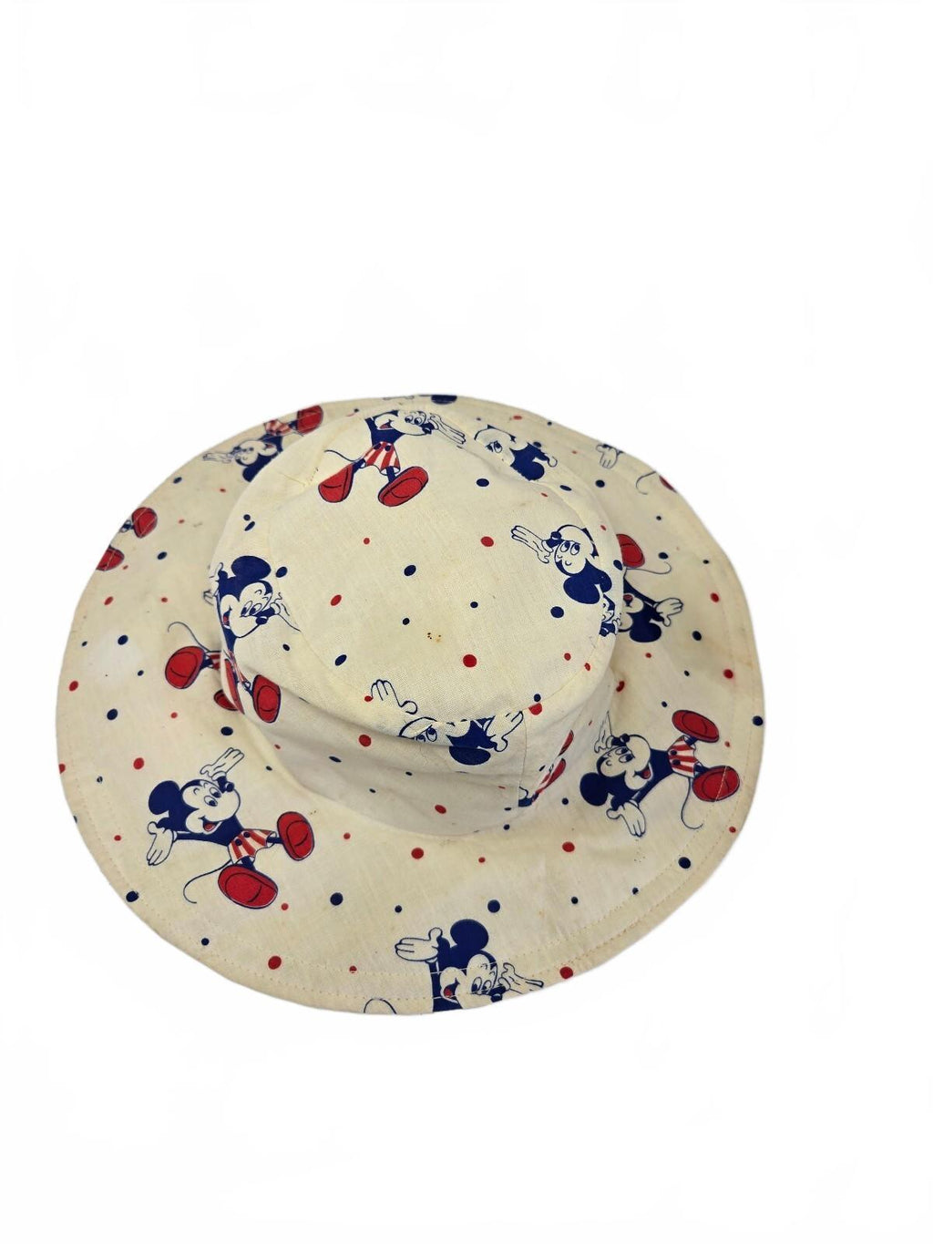 Disney Mickey Mouse All Over Print Bucket Hat Adult Sun Cap Cream Polka Dot